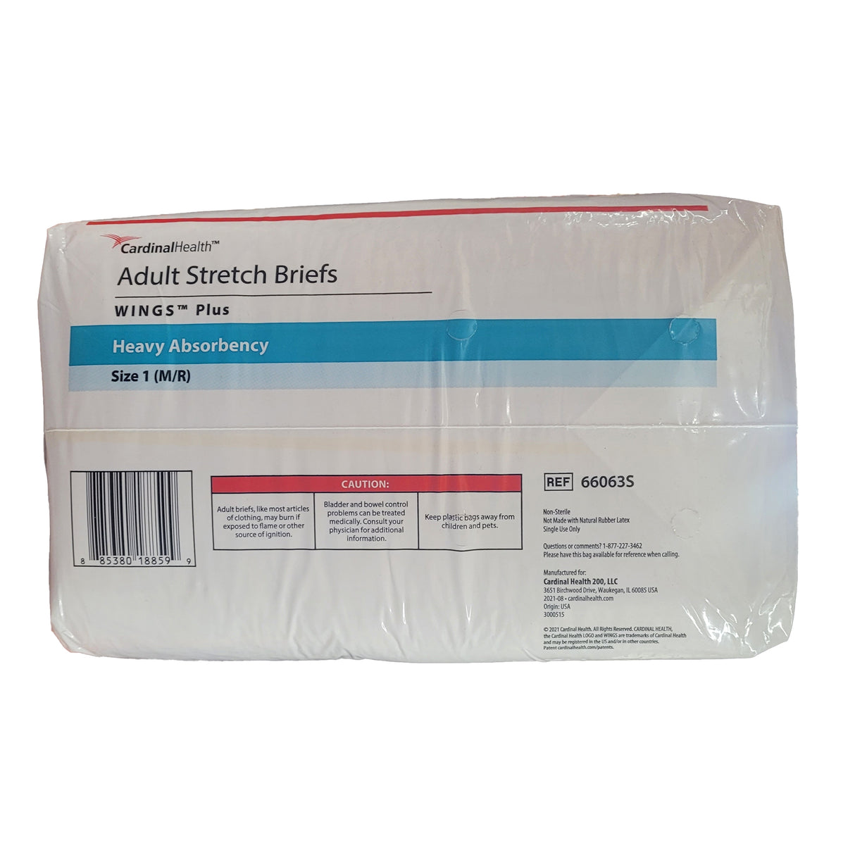 Adult Stretch Brief, Wings Plus - Heavy Absorbency, Size 1 (m/r) - Waist Size 32" - 54"