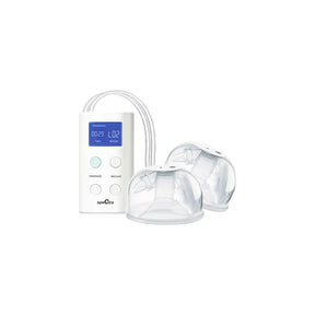 Electric breast pump with digital display and two clear collection cups