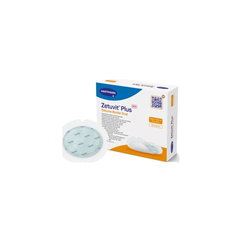 Zetuvit Plus Silicone Border Oval Sap Dressing With Silicone Adhesive, 5" X 6"