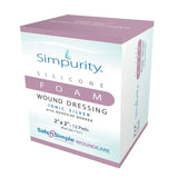 Simpurity silicone foam wound dressing with adhesive border, 2x2 inch, box of 12 pads
