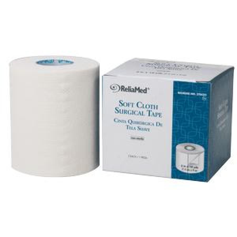 ReliaMed soft cloth surgical tape roll with product box, medical supply