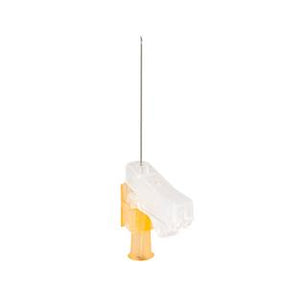 Safety hypodermic needle with yellow and transparent cap for medical supply use