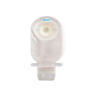 Ostomy bag for stoma care with adhesive barrier, medical supply product on white background