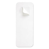 Rectangular white adhesive medical patch with one corner peeling, on white background