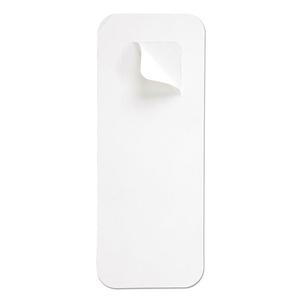 Rectangular white adhesive medical patch with one corner peeling, on white background