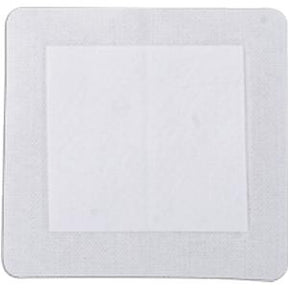 Sterile adhesive medical wound dressing pad on white background