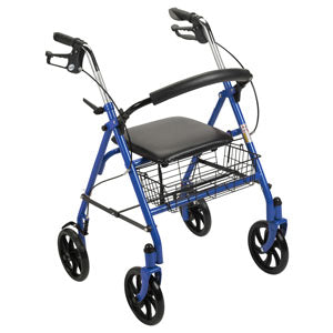 Drive Medical Durable 4-wheel Rollator With Fold Up Removable Back, Blue, 25.5" L X 23.5" W X 35" H