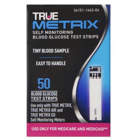 TRUE METRIX blood glucose test strips box for self-monitoring, 50 count, Medicare eligible
