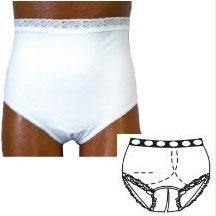 Options Split-cotton Crotch With Built-in Barrier/support, White, Left-side Stoma, Large 8-9, Hips 41" - 45"