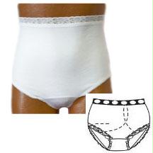 Options Ladies' Basic With Built-in Barrier/support, White, Left-side Stoma, Small 4-5, Hips 33" - 37"