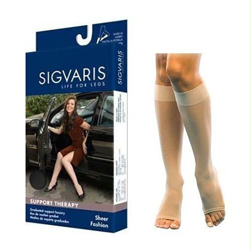 120c Sheer Fashion Calf, 15-20mmhg, Open Toe, Size B, Natural