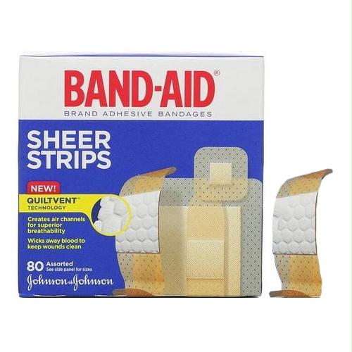 Band-aid Sheer Strip Adhesive Bandage, Assorted 80 Count