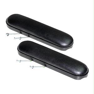 Desk Length Arm Pads With Screws, Black Vinyl Upholstery