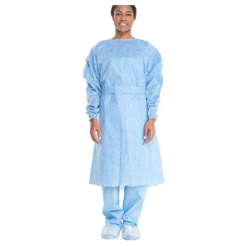 Lightweight Sms Elastic Cuff Isolation Gown, Blue, Universal, Minimal Fluid Protection