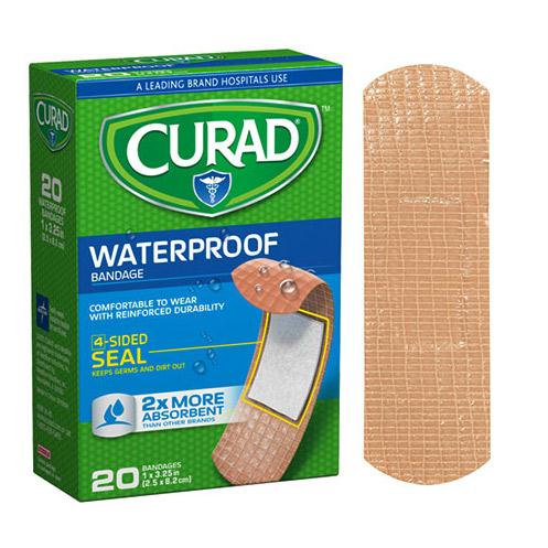 Curad Waterproof Plastic Adhesive Bandage, 3-1/4" X 1"