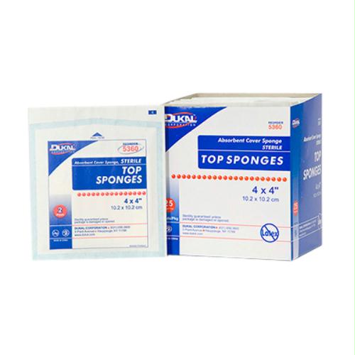 Absorbent Cover Top Sponge Dressing, 4" X 4", Sterile 2's