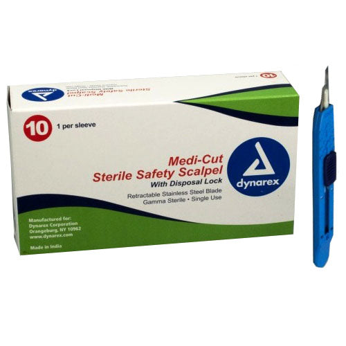 Medi-cut Safety Scalpel #15, Sterile Steel Blade