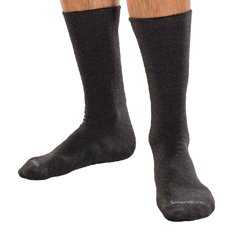 Smartknit Seamless Diabetic Crew Socks With X-static Latex-free Materials, Black, Large