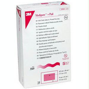 Medipore +pad Soft Cloth Adhesive Dressing 3-1/2" X 13-3/4"