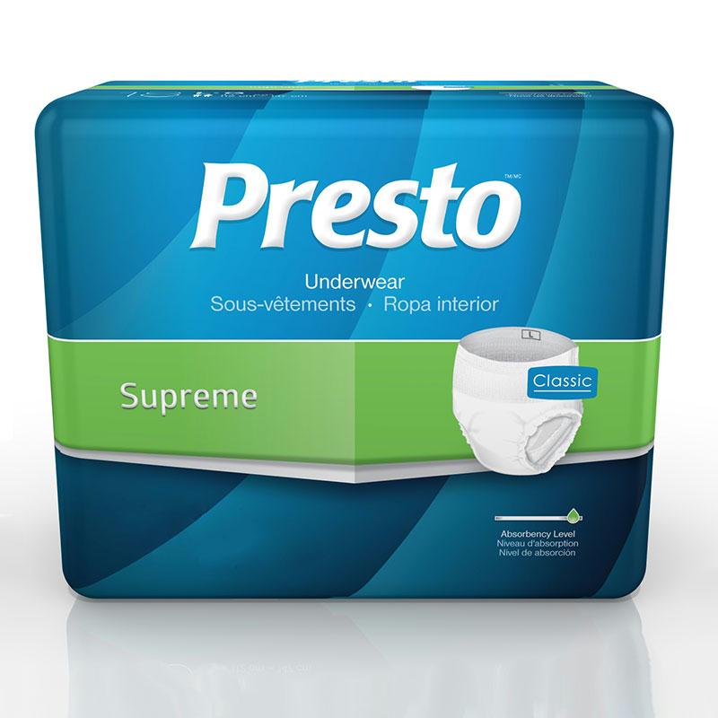 Presto Supreme Classic Protective Underwear Large 45" - 58" Maxiumum Absorbency