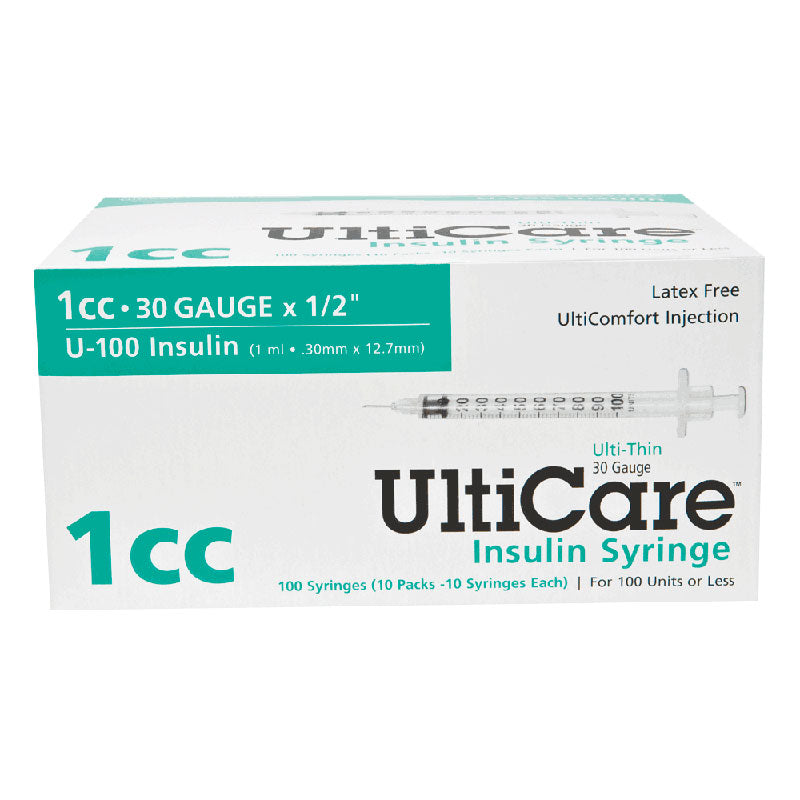 Ulticare Insulin Syringe 30g X 1/2", 1 Ml (100 Count)