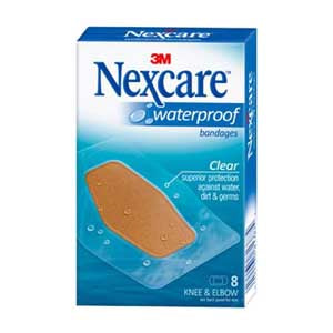 Nexcare Waterproof Bandage Knee And Elbow, Clear, 8 Ct