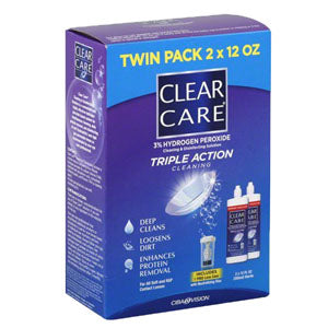 Clear Care Cleaning And Disinfection Contact Solution, 2 X 12 Oz.