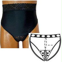 Options Split-cotton Crotch With Built-in Barrier/support, Black, Center Stoma, X-large, Hips 45" - 47"