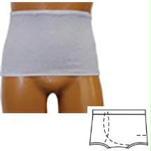 Men's Wrap/brief With Open Crotch And Built-in Ostomy Barrier/support Gray, Right-side Stoma, Small 32-34