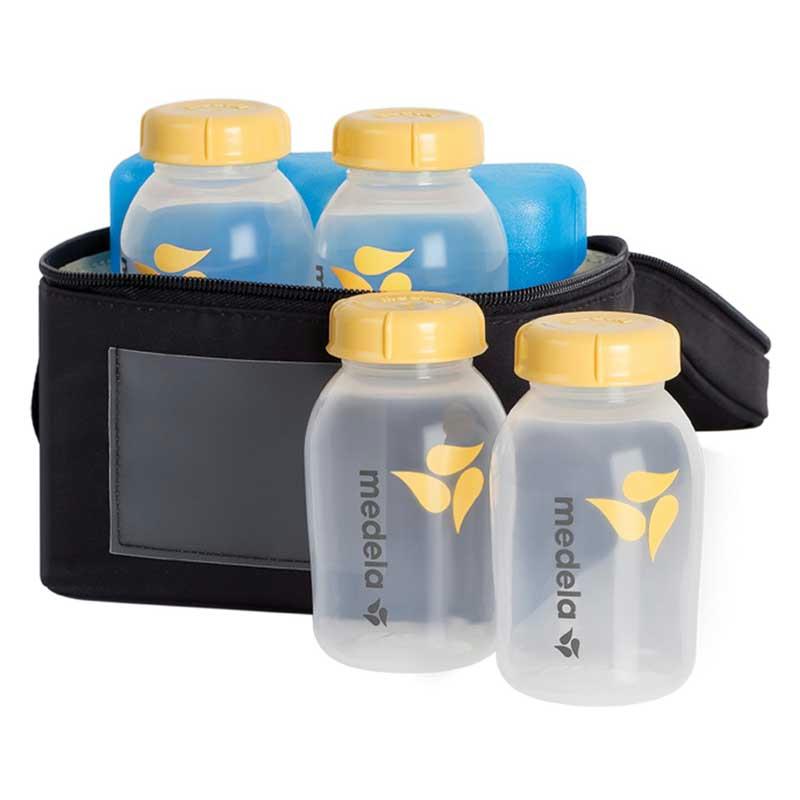 Medela Breastmilk Cooler Set, 5 Oz. Breastmilk Bottles With Lids