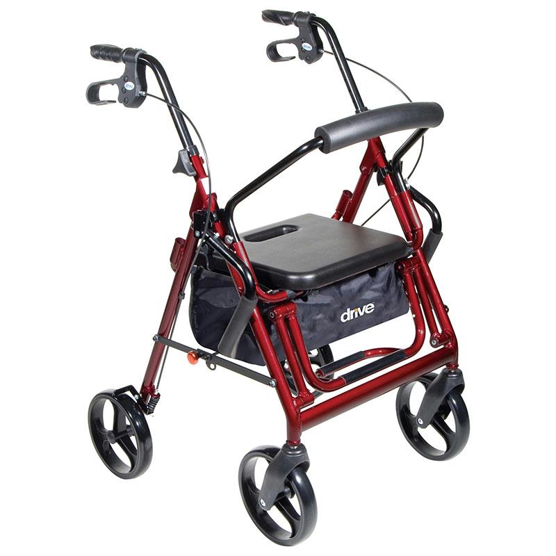 Duet Rollator/transport Chair Burgundy, 26" X 25-1/2" X 37" , 8" Casters