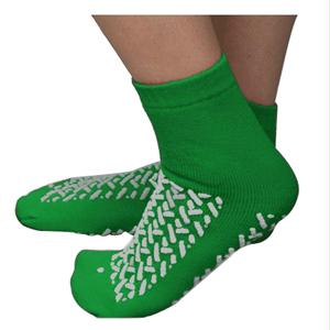 Double Tread Patient Safety Footwear With Terrycloth Interior, 2x-large, Green