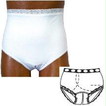 Options Split-cotton Crotch With Built-in Barrier/support, White, Right-side Stoma, Large 8-9, Hips 41" - 45"