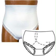 Options Ladies' Brief With Open Crotch And Built-in Barrier/support, White, Right-side Stoma, 2x-large 10, Hips 45" - 47"