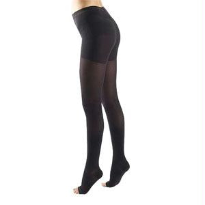 781p Style Sheer Pantyhose, 15-20mmhg, Open Toe, Large, Short, Black