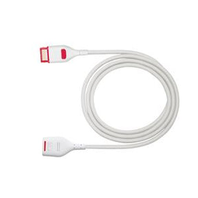 White medical extension cable with red connectors for medical equipment