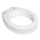 White raised toilet seat for bathroom safety and mobility aid