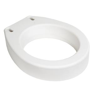 White raised toilet seat for bathroom safety and mobility aid