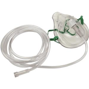 Clear oxygen mask with long tubing for respiratory therapy or home medical use