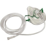 Clear oxygen mask with long tubing for respiratory therapy or home medical use
