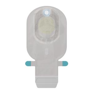 Transparent adhesive medical sensor patch for glucose monitoring, isolated on white background.