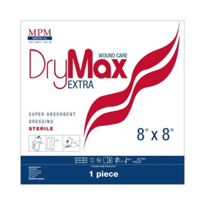 DryMax Extra 8x8 inch sterile super absorbent wound care dressing packaging