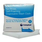 Package of Coloplast no-rinse self-foaming disposable wash cloths for sensitive skin