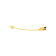 Latex Foley catheter with dual ports and inflatable retention balloon on white background