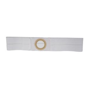 Ostomy belt with supportive elastic band and central hole for medical appliance placement