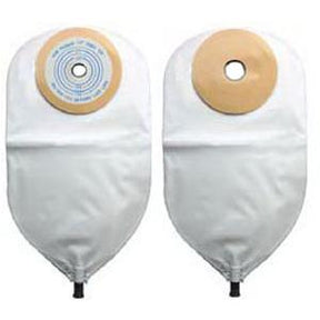 Two ostomy bags with adhesive barriers for medical supply home delivery