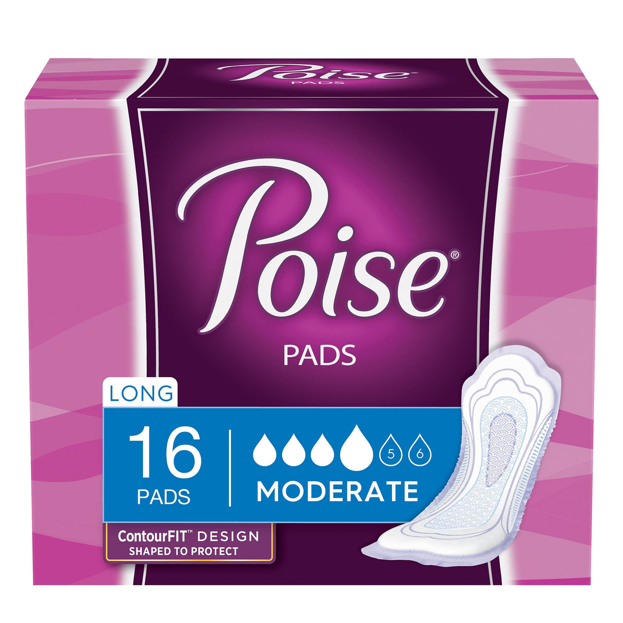 Poise Pads Moderate Absorbency Long Pads 12.4"