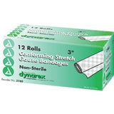 Box of Dynarex conforming stretch gauze bandages, 12 rolls, non-sterile medical supply