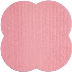 Pink medical adhesive patch with textured surface and rounded edges on white background
