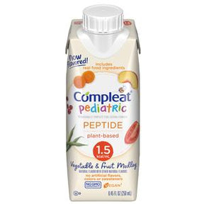 Compleat Pediatric Peptide plant-based nutrition drink carton, vegetable and fruit medley.